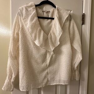 Loft Shimmer Clip Ruffle Blouse Size S